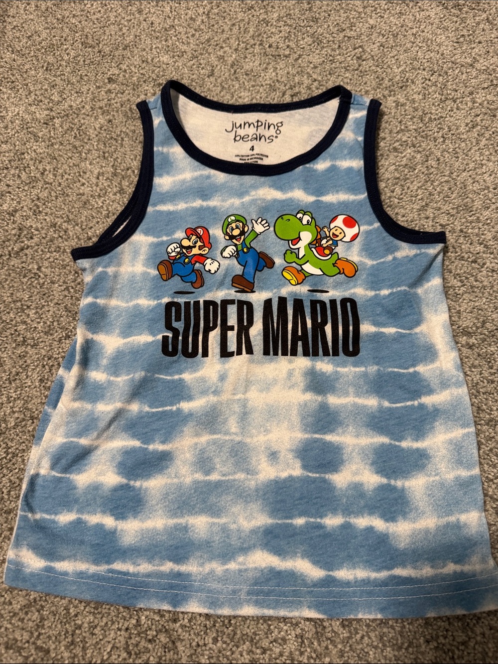 jumping beans Blue & White Tie-Dye Super Mario Tank Top